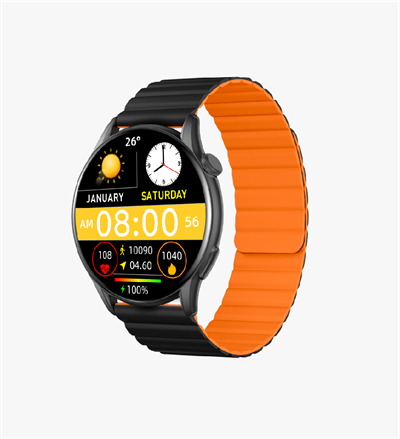 Linktech S104 Premium LT Watch 46mm Süper Amoled IP68 Suya Dayanıklı Akıllı Saat (TURUNCU SİYAH)