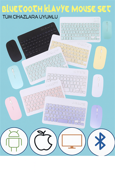 Mini TV Tablet Ve Telefon Uyumlu Kablosuz Klavye Mouse Set
