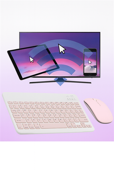 Mini TV Tablet Ve Telefon Uyumlu Kablosuz Klavye Mouse Set