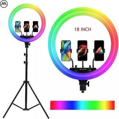 MJ18 RGB Led 18 inç Işıklı 3 Telefon Aynı Anda Tutan Tripod