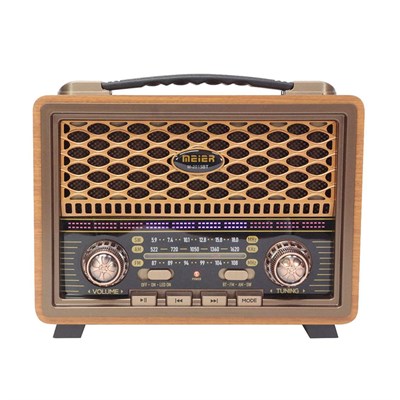 Nostaljik Radyo Görünümlü LED Işıklı Bluetooth,Hafıza Kartı,Usb Bellek,Aux Ve Radyo Destekli Hoparlör