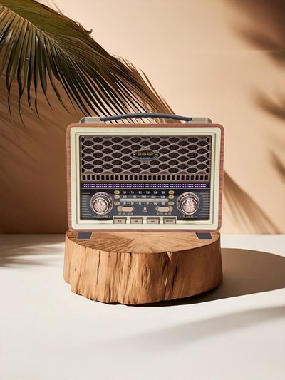 Nostaljik Radyo Görünümlü LED Işıklı Bluetooth,Hafıza Kartı,Usb Bellek,Aux Ve Radyo Destekli Hoparlör
