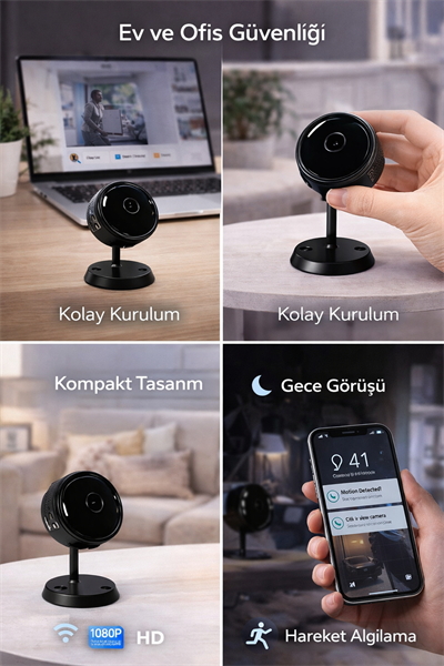 O-Kam 2026 Gerçek 1080p Mini Wifi Kamera Gece Görüşlü Hareket Sensörlü Mini Bataryalı