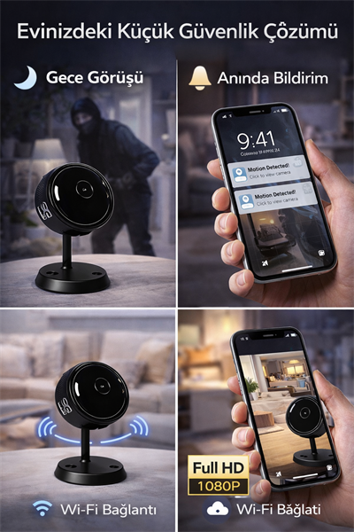 O-Kam 2026 Gerçek 1080p Mini Wifi Kamera Gece Görüşlü Hareket Sensörlü Mini Bataryalı