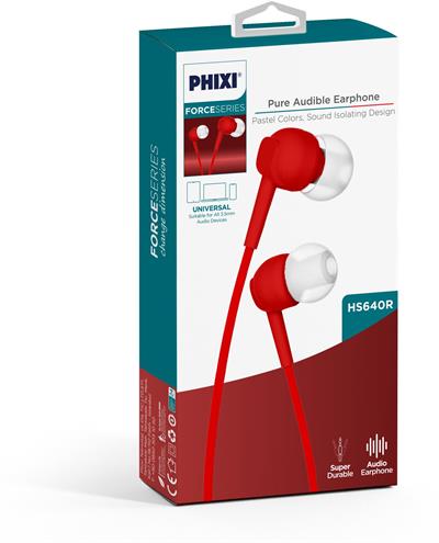 Phixi Force HS640R Kırmızı Mikrofonlu Kulakiçi Kulaklık