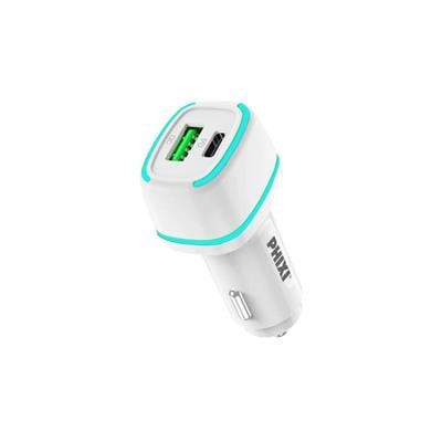 Phixi Force QCC4138W Çift Çıkışlı PD Destekli 38W Araç Şarj Adaptörü Beyaz