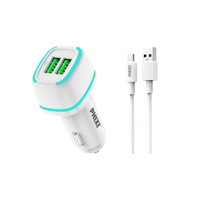 Phixi Force QCC571MW Çift Çıkışlı Fast Micro USB Kablolu Araç Şarj Cihazı Beyaz