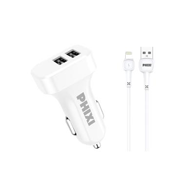 Phixi PCC511L Basic 2.1A Çift Çıkışlı Lightning Kablolu Araç Şarj Cihazı