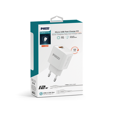 Phixi Force PCH242M Akım Korumalı 2.1A Micro USB Kablolu Şarj Cihazı