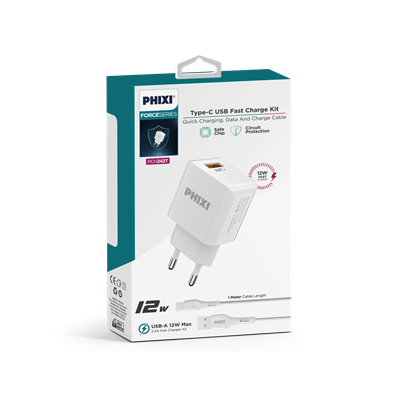 Phixi Force PCH242T Akım Korumalı 2.1A TYPE-C USB Kablolu Şarj Cihazı