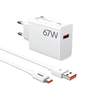 Phixi Ultimate Serisi UPD4267 67W Type-C Şarj Cihazı + USB-A Kablo – Fast Charge