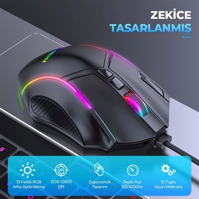 RGB Gaming Mouse – Yüksek Hassasiyet Profesyonel Oyuncu Mouse (X15)