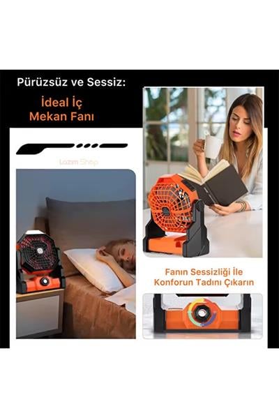 Tasinabilir Dis Mekan Fani Led Isikli Ev Vantilatoru
