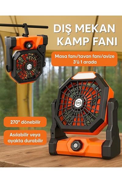 Tasinabilir Dis Mekan Fani Led Isikli Ev Vantilatoru