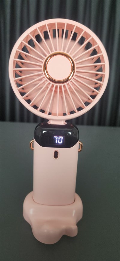 TELKUR N15 PEMBE Mini Klima 5 Kademeli Şarjlı Taşınabilir Dijital Led Göstergeli Boyna Asmalı El Fanı Vantilatör