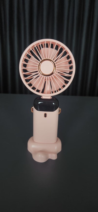 TELKUR N15 PEMBE Mini Klima 5 Kademeli Şarjlı Taşınabilir Dijital Led Göstergeli Boyna Asmalı El Fanı Vantilatör