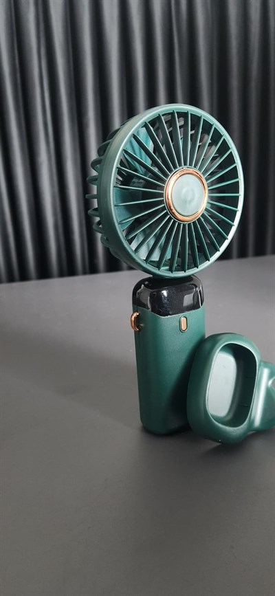 TELKUR N15 YEŞİL Mini Klima 5 Kademeli Şarjlı Taşınabilir Dijital Led Göstergeli Boyna Asmalı El Fanı Vantilatör