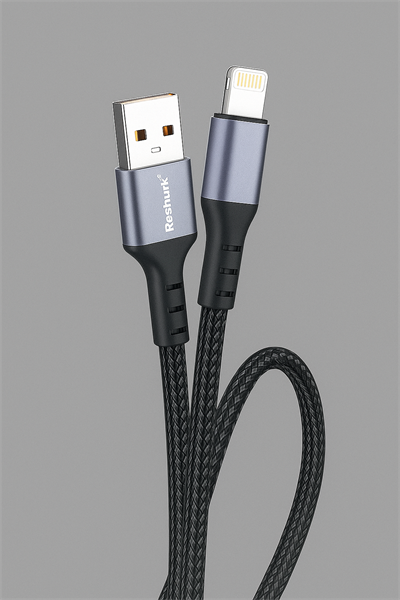 FERRO Reshurk RE-045 Usb-c & Lightning  Metal Uclu 1000cm 3,1A Hasır Data - Şarj Kablosu