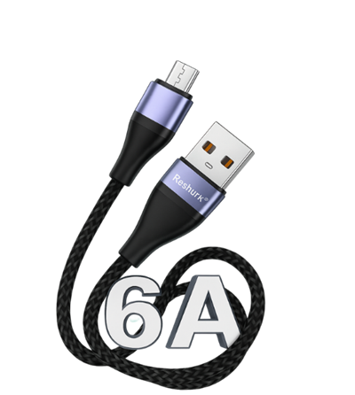 FERRO Reshurk RE-061 Usb-c & Micro Metal Uclu 1000cm 6A Hasır Data - Şarj Kablosu