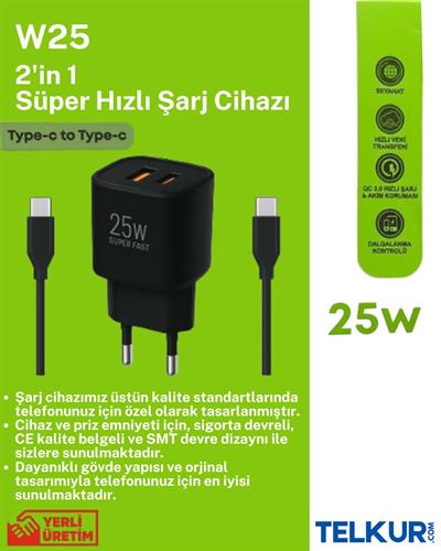 FERRO W25 Qualcom Usb & Pd Çift Çıkışlı  Süper Hızlı Şarj 3.0 Amper