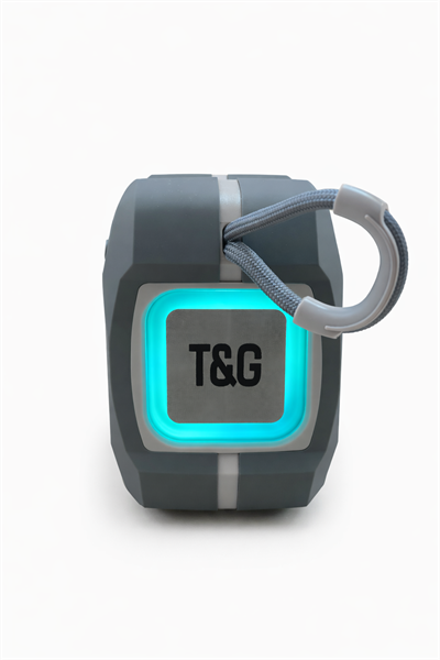 TG-661 T&G RGB Işıklı Taşınabilir Bluetooth Hoparlör – Güçlü Ses, Askılı, Şarjlı Gri