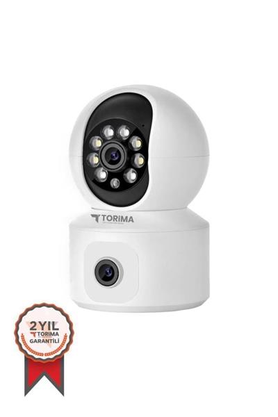 Torima CMR10 Güvenlik Kamerası 360 Derece Dönebilen 1080P Çift Kamera Full Hd Smart Ip Kamera Beyaz