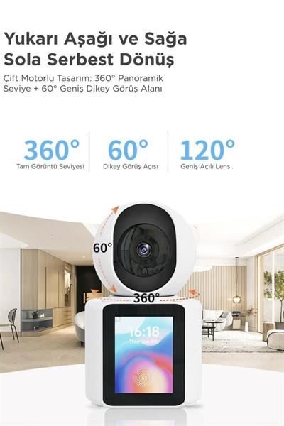 Torima CMR-11 Bebek Kamerası Monitörlü 360 Derece Dönebilen Full Hd Smart Ip Güvenlik Kamerası Beyaz