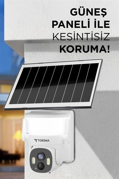 Torima CMR30 Beyaz Şarjlı Duvar Lambası Görünümlü Dış Mekan Kamerası Akıllı IP Güneş Enerjili Kamera Beyaz