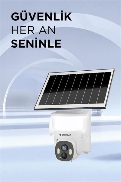 Torima CMR30 Beyaz Şarjlı Duvar Lambası Görünümlü Dış Mekan Kamerası Akıllı IP Güneş Enerjili Kamera Beyaz