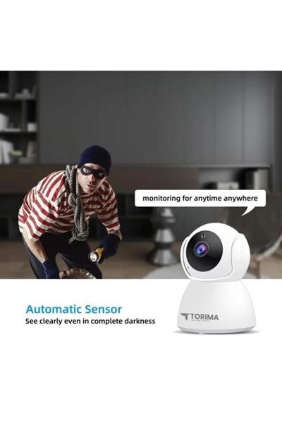 Torima CMR8 Güvenlik Kamerası 360 Derece Dönebilen Full Hd Smart Ip Kamera Beyaz