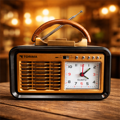 Torima D60 Nostaljik Radyo Görünümlü Fenerli Bluetooth,Hafıza Kartı,Usb Bellek,Aux Ve Radyo Destekli Hoparlör Parlak Ahşap