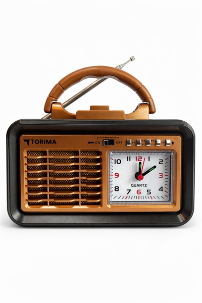 Torima D60 Nostaljik Radyo Görünümlü Fenerli Bluetooth,Hafıza Kartı,Usb Bellek,Aux Ve Radyo Destekli Hoparlör Kızıl Ahşap