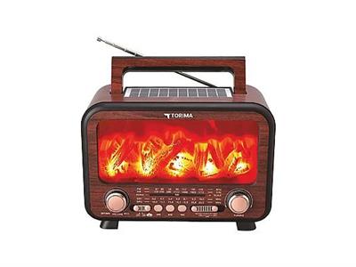 Torima D72 Nostaljik Radyo Şömine Görünümlü LED Işık Fenerli Bluetooth,Hafıza Kartı,Usb Bellek,Aux Ve Radyo Destekli Hoparlör Koyu Renkli Ahşap