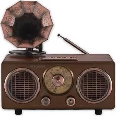 Torima D89 Nostaljik Bluetooth Hoparlör Retro Radyo Kablosuz Speaker TF Kart FM/AM/SW Koyu Ahşap