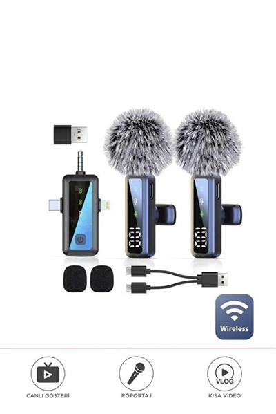 Torima H68 Type-C + Lightning + Aux 2li 3in1 Kablosuz Yaka Mikrofonu
