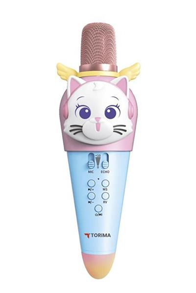 Torima KIDMIC02 Kedi Figürlü Şarjlı BT Karaoke Mikrofon ve Hoparlör  Mavi