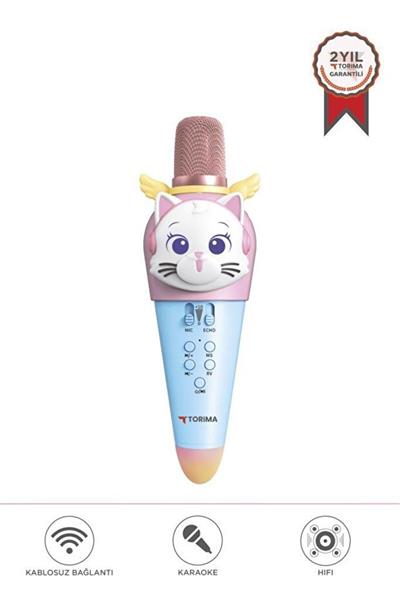 Torima KIDMIC02 Kedi Figürlü Şarjlı BT Karaoke Mikrofon ve Hoparlör  Mavi