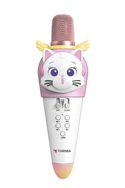 Torima KIDMIC02 Kedi Figürlü Şarjlı BT Karaoke Mikrofon ve Hoparlör Beyaz