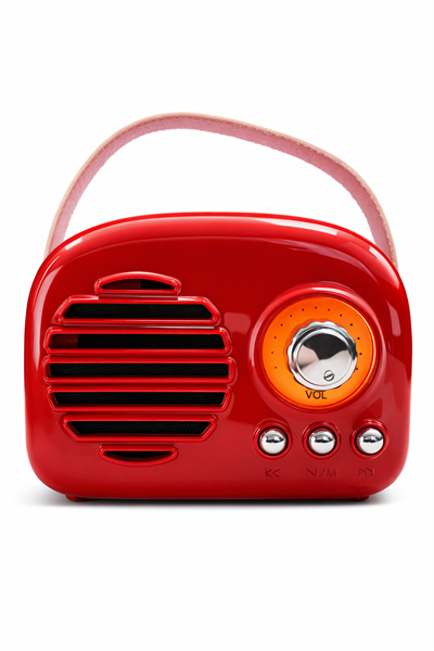 Torima KTS-1682 Retro Bluetooth Hoparlör LED Işıklı FM Radyo USB Şarjlı Taşınabilir Kırmızı