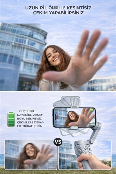 Torima M01 Gri Çok Amaçlı Gimbal Özellikli Tripod Selfie Çubuğu