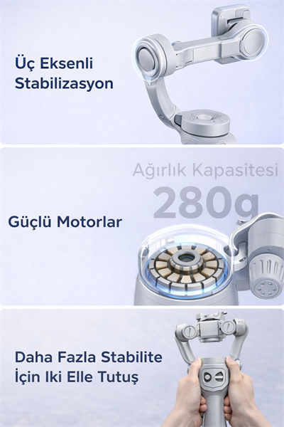 Torima M01 Gri Çok Amaçlı Gimbal Özellikli Tripod Selfie Çubuğu