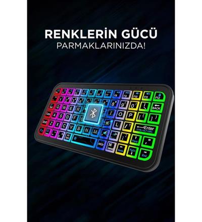Torima M7 Siyah Kablosuz Rgb Işıklı Bluetooth Mini Klavye