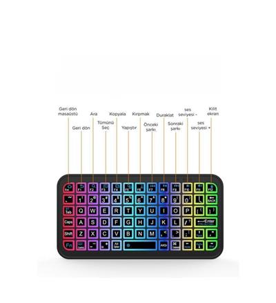 Torima M7 Siyah Kablosuz Rgb Işıklı Bluetooth Mini Klavye