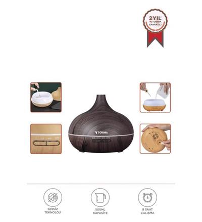 Torima SL-168 Koyu Ahşap Humidifier Hava Nemlendirici Ledli Aroma Terapisi Dekoratif Buhar Makinesi Koyu Kahverengi
