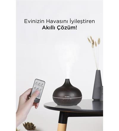 Torima SL-168 Koyu Ahşap Humidifier Hava Nemlendirici Ledli Aroma Terapisi Dekoratif Buhar Makinesi Koyu Kahverengi