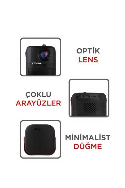 Torima T11 Projeksiyon Cihazı Taşınabilir Ev Sineması 4K 1080P Bluetooth Android Akıllı Projektör Siyah