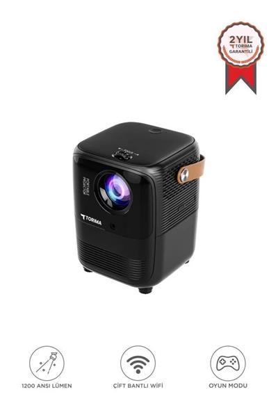 Torima T11 Projeksiyon Cihazı Taşınabilir Ev Sineması 4K 1080P Bluetooth Android Akıllı Projektör Siyah