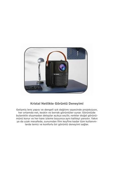 Torima T11 Projeksiyon Cihazı Taşınabilir Ev Sineması 4K 1080P Bluetooth Android Akıllı Projektör Siyah