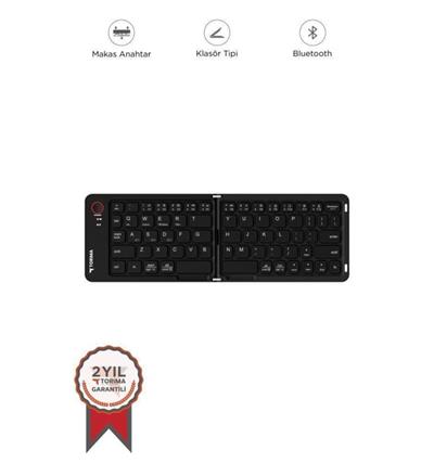 Torima TK-08 Siyah Kablosuz Katlanabilir Şarjlı Taşınabilir Mini Bluetooth Klavye