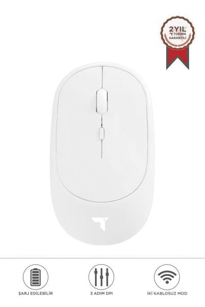 Torima TM-16 Kablosuz Çift Modlu Sessiz Mouse Fare Beyaz 